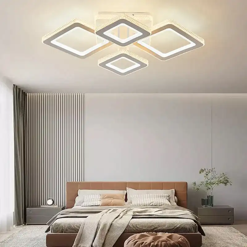 Lustra LED alba, patrata, 234W, cu telecomanda, 3 tipuri de lumina, calda/naturala/rece + RGB, intensitate reglabila, 80x60x15cm, IP21, aplicata, montaj tavan