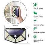 Proiector LED cu panou solar cu senzor de miscare 100 leduri