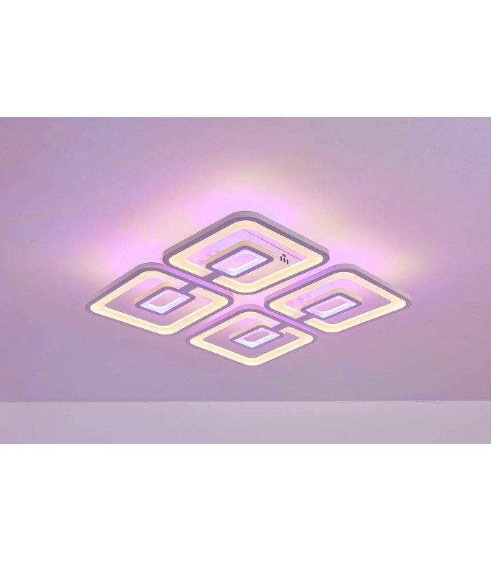 Lustra LED 200W 2+2 RGB Square Cu Telecomanda 3 Tipuri De Lumina 