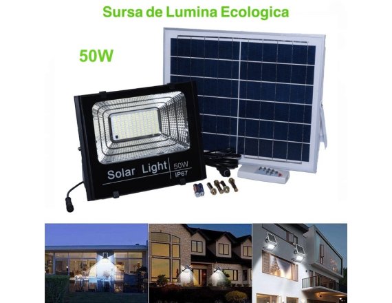 Proiector LED 50W SMD cu Panou Solar 