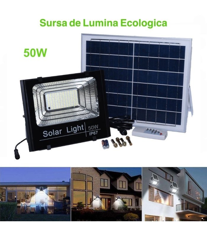 Proiector LED 50W SMD cu Panou Solar